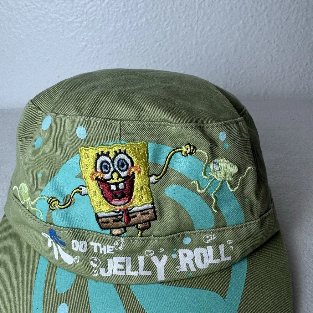 SpongeBob Kids Cadet Hat Military Style Do The Jelly Roll Cap Green Nickelodeon